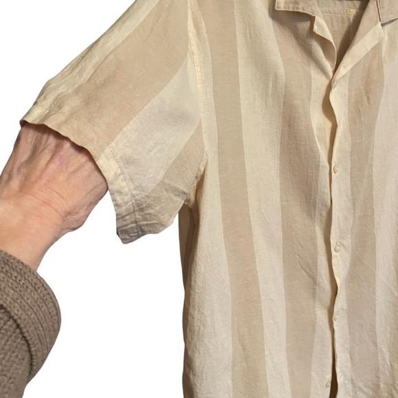 GAP Striped Linen Shirt With Cuban Collar-Size XL - Picture 6 of 13
